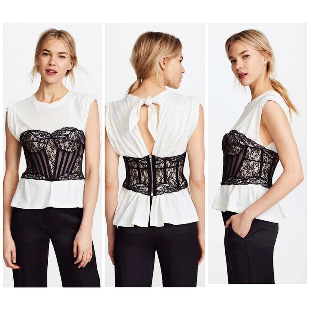NWT Alexander Wang Lace Bustier Trompe L'oeil Shirt 2 $795